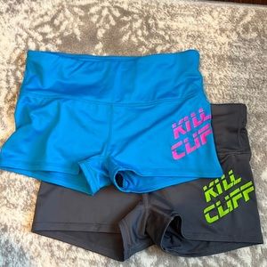 Kill Cliff CrossFit workout Shorts 2 pairs blue and gray size medium
